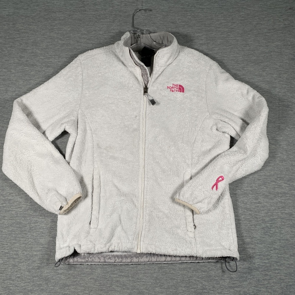 The North Face Jacket Womens Medium White Fleece Full Zip Pink Ribbon